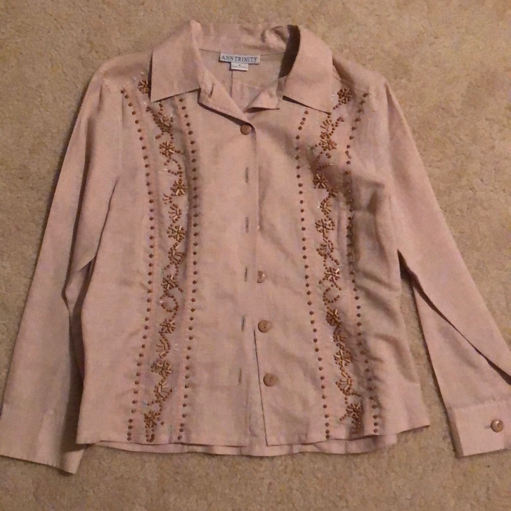 Beige button down top size M